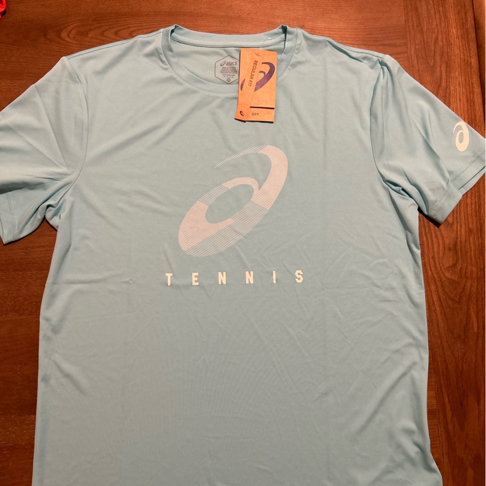 Baby blue Asics tennis tee #tennis